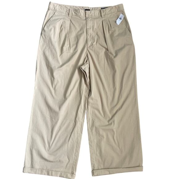 GAP Plus Size High Rise Pleated Wide Leg Khakis with Washwell Size 16 - Picture 3 of 12
